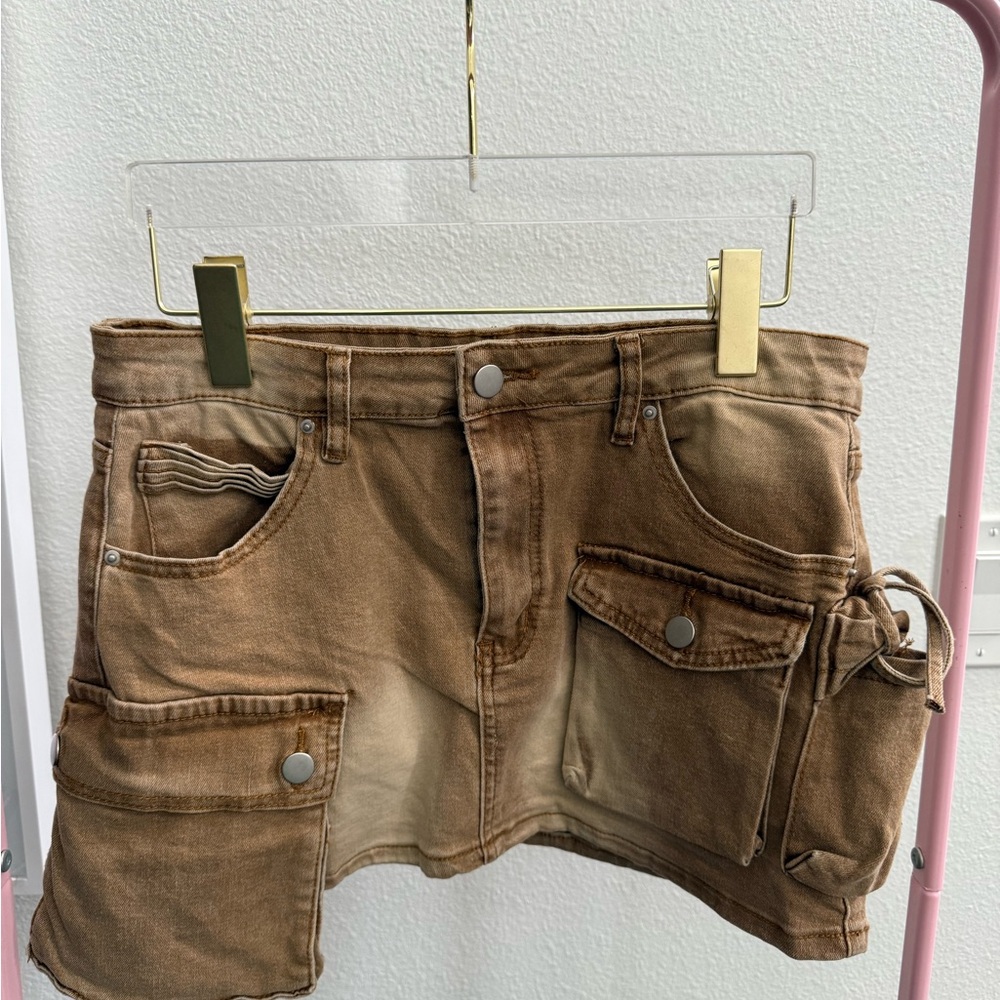 Fashion Nova Tan Cargo Skirt